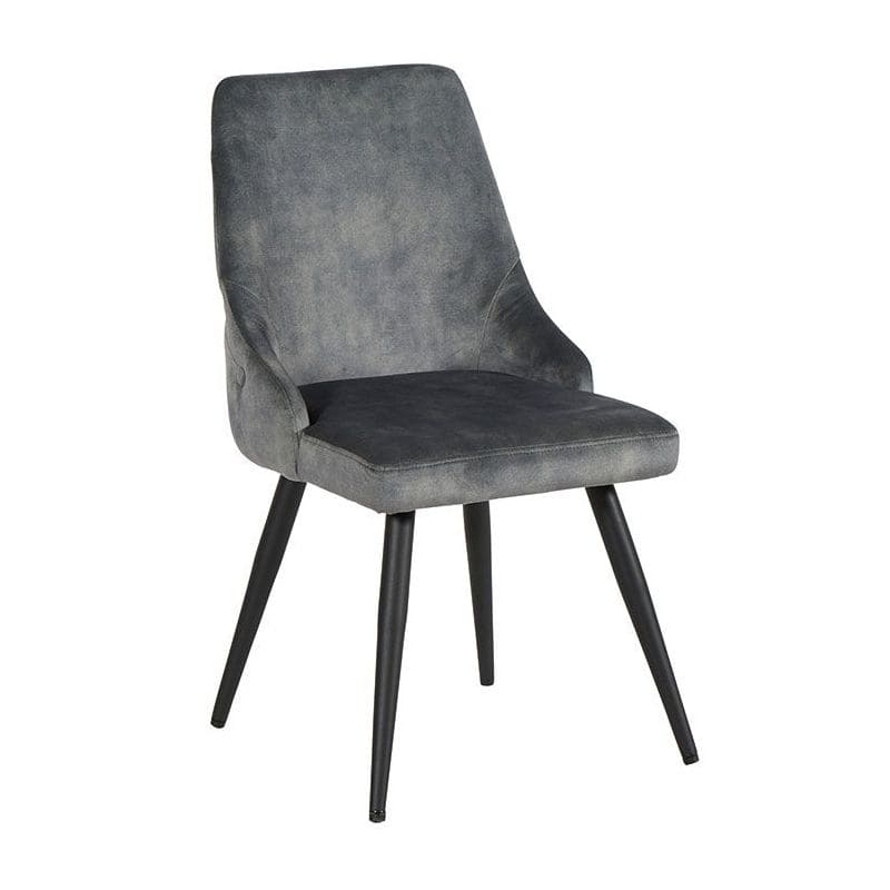 chaise velours gris et pieds metal